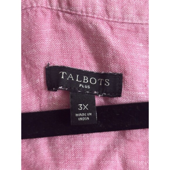 Talbots Plus 3X 100% LINEN Sleeveless Tunic Top Pink Split V Neck Lagenlook - Picture 2 of 6
